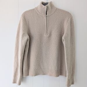 Jenni Kayne Boucle Half Zip Cream Sweater, size M